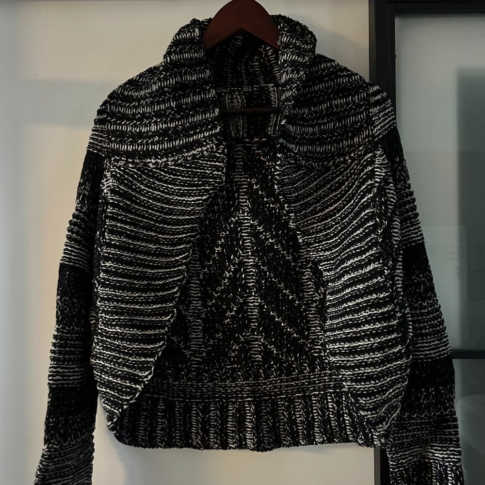 Zara Black and White Wool Sweater, Size S/M